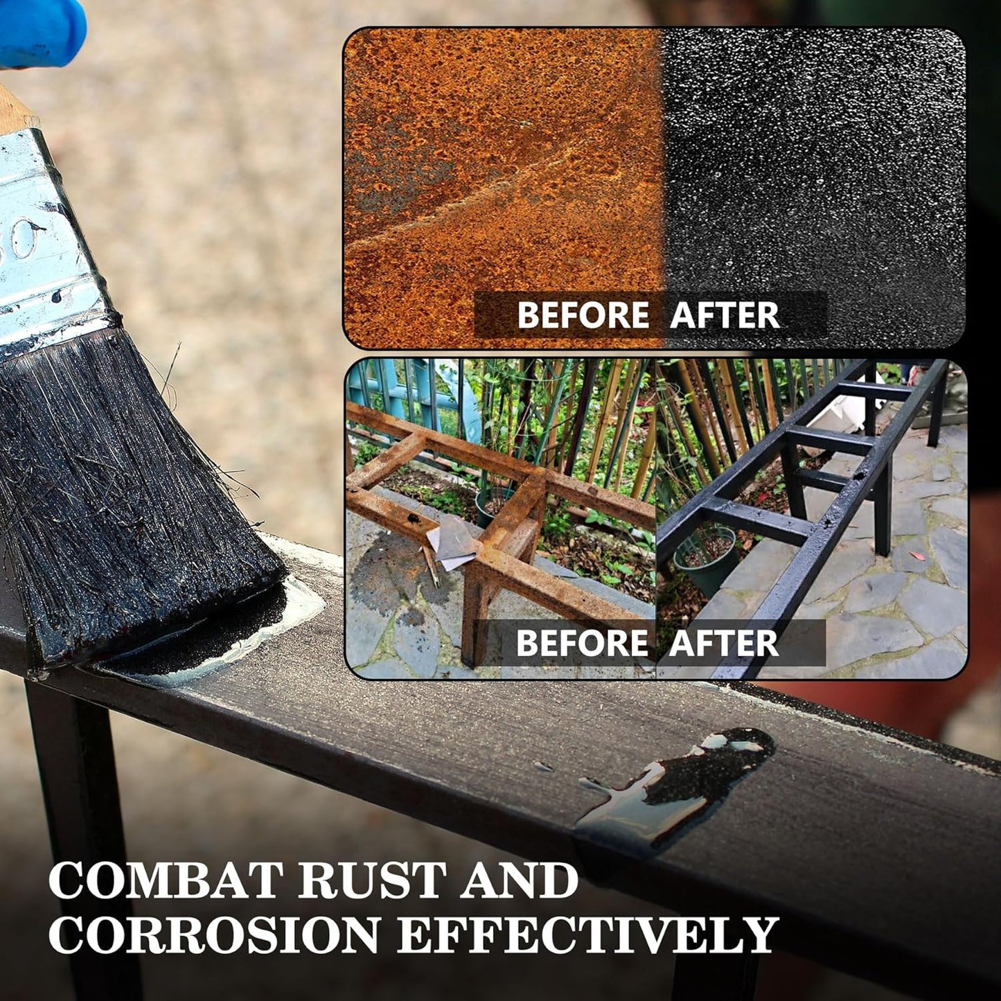 Rust Converter for Metal - Black Metal Primer and Rust Remover, Reformer & Encapsulator, Long-lasting Anti-Rust Effect, Inhibitor Paint for Cars and Various Surfaces - 32 fl. oz