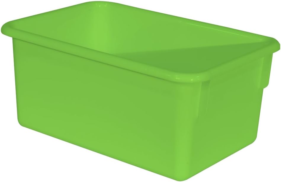 Wood Designs Cubby Storage Bin, Heavy Duty Plastic Containers for Kids Lime Green Cubby Tray Set of 25