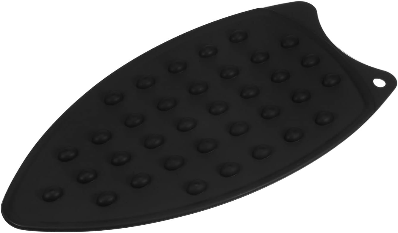 HARFINGTON Silicone Iron Rest Pad, Multipurpose Iron Hot Resistant Mat Iron Rest Plate for Ironing Board Hot Heat Resistant Steam Compact Mat, Black
