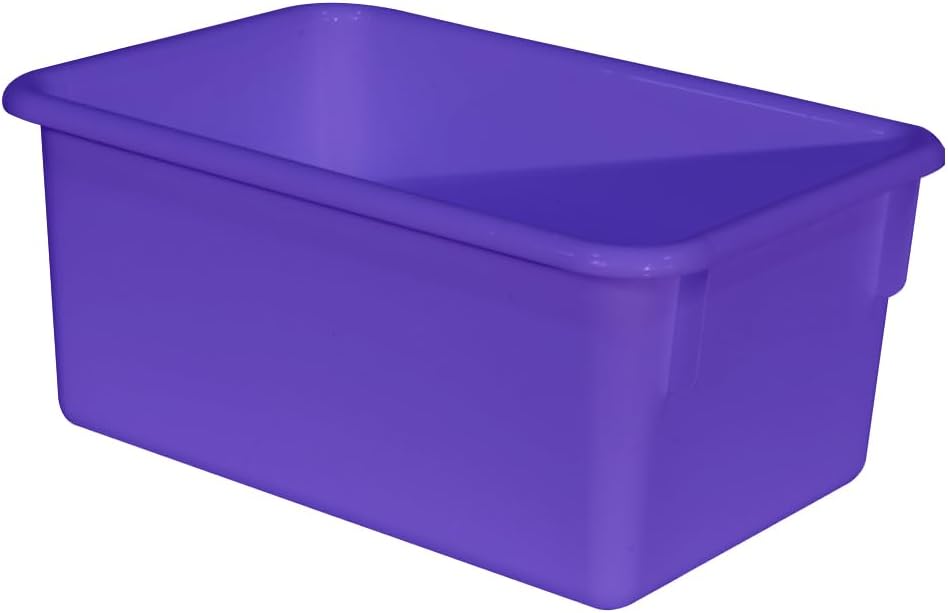 Wood Designs Cubby Storage Bin, Heavy Duty Plastic Containers for Kids Purple Cubby Tray Set of 10