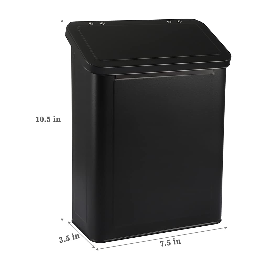 Picowe Magnetic Laundry Storage, Large Metal Lint Holder Bin with Lid for Laundry Room, Space-Saving Trash Container Hanging on Dryer, Washer or Wall Mount Trash Bin (Black)