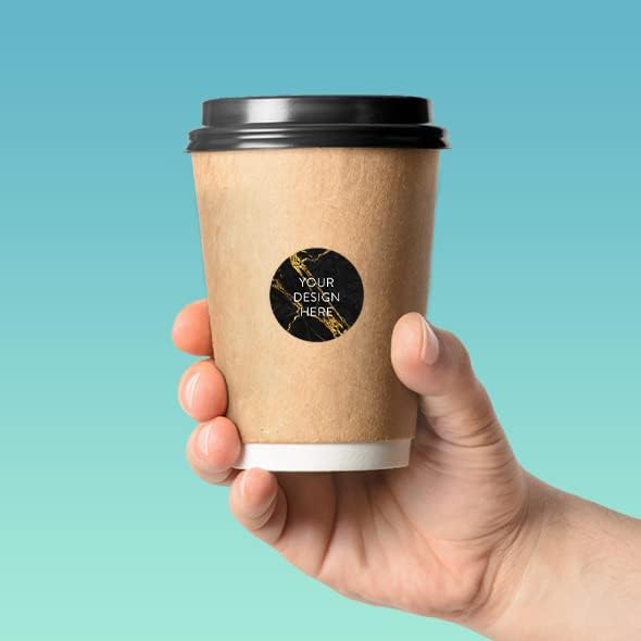 100 Custom Vinyl Stickers - Upload Your own Image, Text, Design, Logo - Personalized Logo Labels for Handmade, Packaging, Bottle, Jars, Candle, Brand Stickers (Black Gold Marble, 1x1)