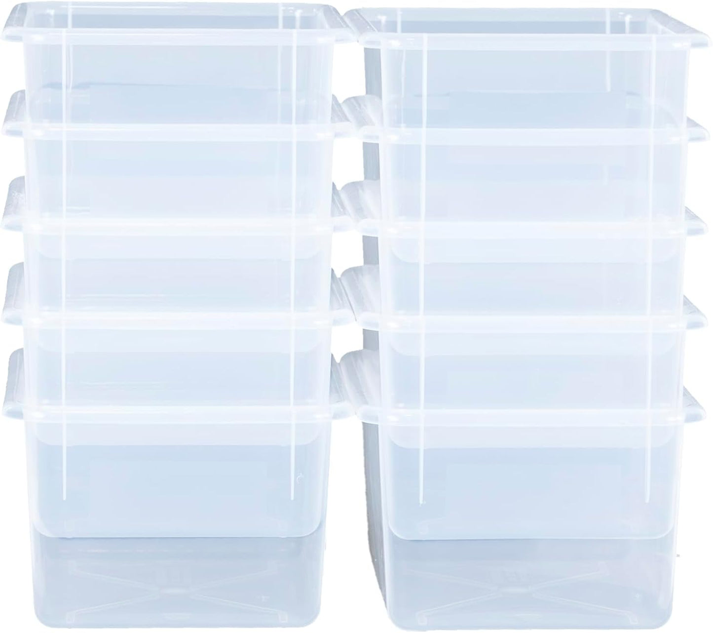Wood Designs Cubby Storage Bin, Heavy Duty Plastic Containers for Kids Translucent Clear Cubby Tray Set of 10