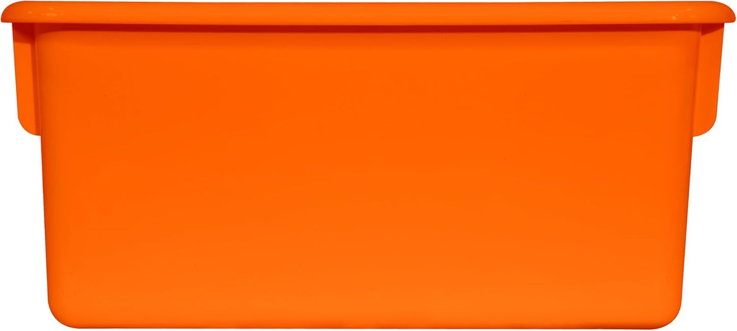 Wood Designs Cubby Storage Bin, Heavy Duty Plastic Containers for Kids Orange Cubby Tray Set of 12
