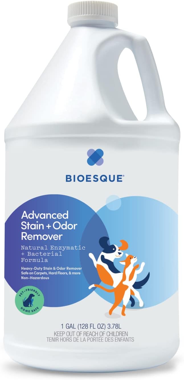 Bioesque Advanced Stain + Odor Remover, Pet-Friendly Natural Enzymatic & Bacterial Formula, Heavy-Duty Stain & Odor Remover, Safe on Carpets, Hard Floors, & More, 1 Gallon (Pack of 4)