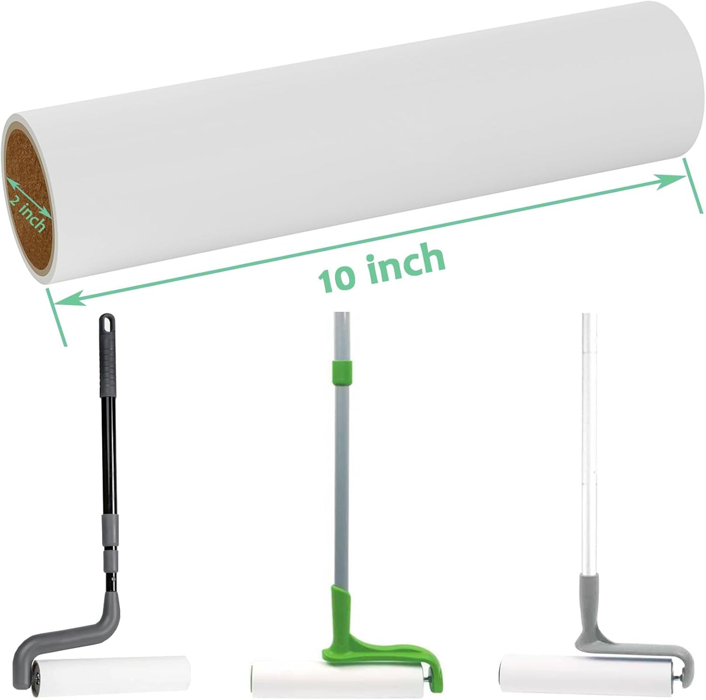 10 inch Mega Lint Roller Refills Compatible with Evercare Layers Smart Design Large Floor Lint Rollers Extreme Stick 10'' Wide Sticky Roller Refills 60 Sheets per Roll 5 Pack Total 300 Sheets