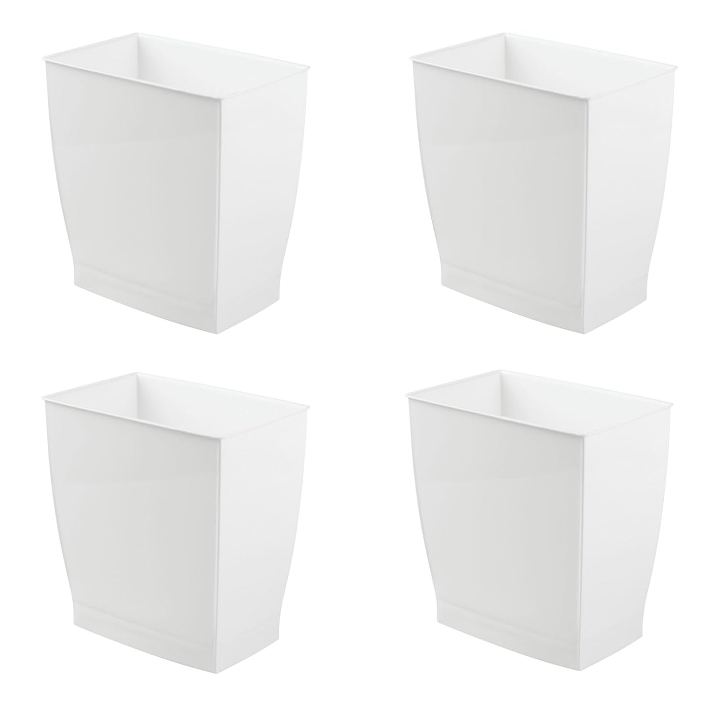 iDesign Small Rectangular Bathroom Trash Cans - Set of 4 - White