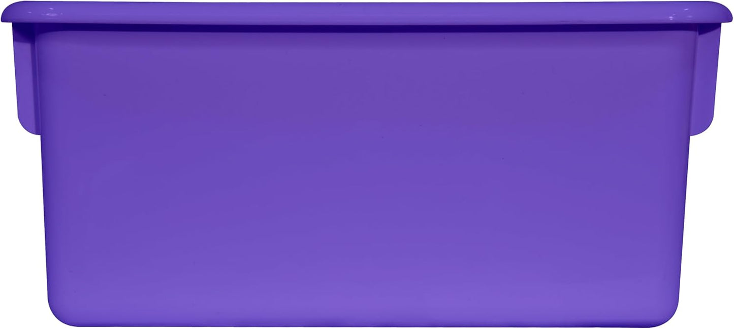 Wood Designs Cubby Storage Bin, Heavy Duty Plastic Containers for Kids Purple Cubby Tray Set of 10