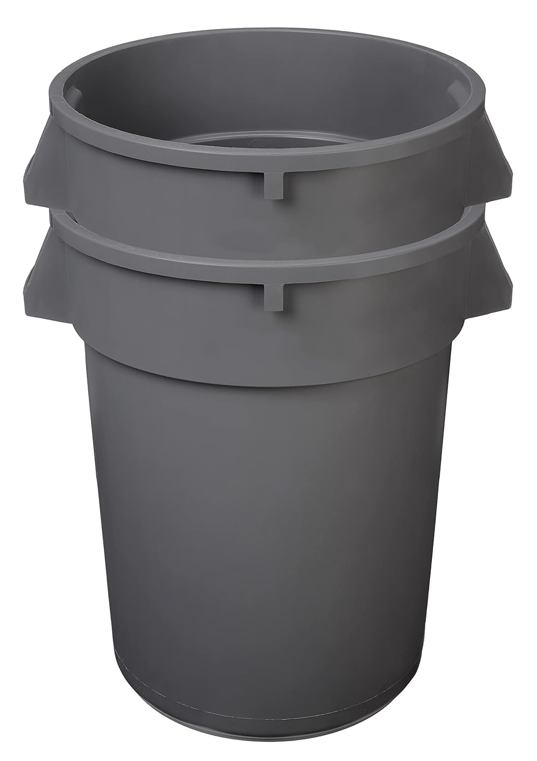 Amazon Basics Heavy Duty Durable Round Trash Can, Grey, 32 gallon (Pack of 2)