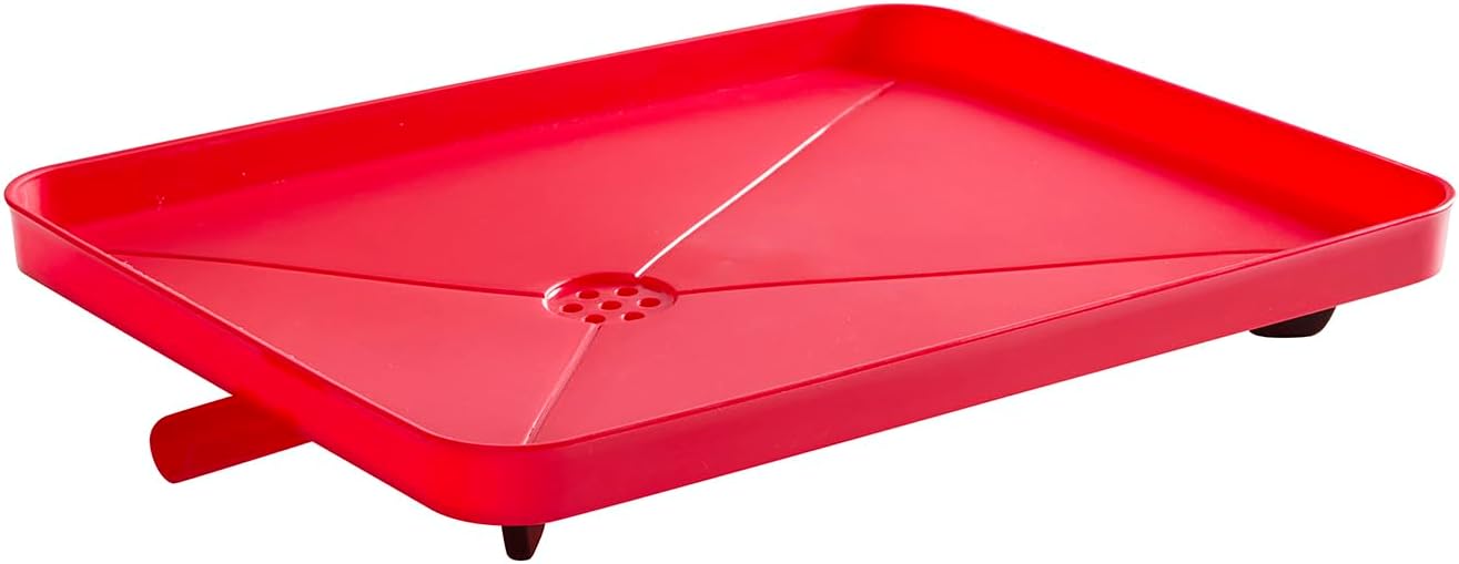 Dish Drying Rack 3 Piece Dish Drainer with Drainboard Set for Kitchen Counter – Dish Rack with Removable Utensil Holder & Swivel Spout for Countertop – DishRack for Plates, Cups & Organization, Red