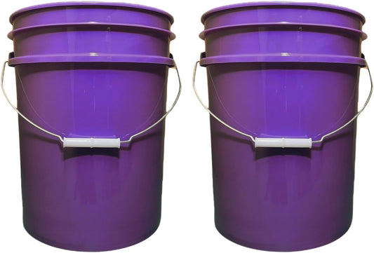 House Naturals 5 Gallon Premium HPDE Plastic Bucket - Made in USA Food Grade Storage Container, BPA Free All Purpose Pail (2, Purple)