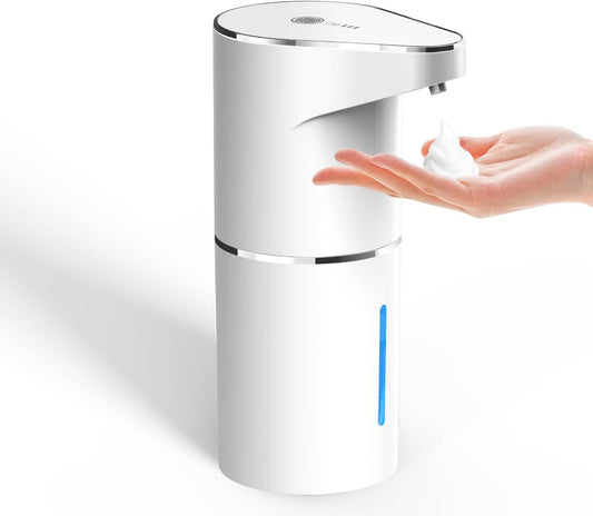 Automatic Foaming Soap Dispenser, Type C Rechargeable Hand Free Pump Soap Dispenser Electric Dispenser for Bathroom Countertop, Kitchen 350mL