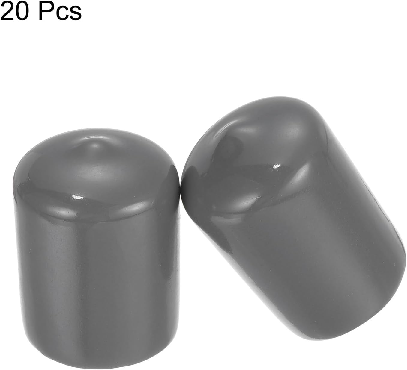 uxcell 20pcs Rubber End Caps 20mm ID Vinyl PVC Round Tube Bolt Cap Cover Screw Thread Protectors Dark Grey