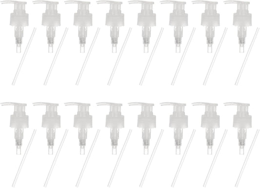 uxcell 16 Pcs Soap Dispenser Pump Heads Soap Dispensers Top Pumps Replacement Switch Pumphead for Standard 24/421 Neck Size Lotion Shampoo Bottle, Transparent