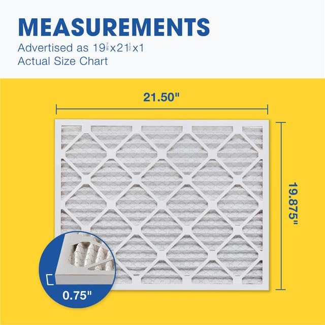 Aerostar 19.875x21.5x1 MERV 11-12 Count - Pleated Furnace & Air Conditioner Filters - Removes Dust, Cold & Flu Germs, Lint, Mold, Pet Dander, Allergy-Causing Pollen, Smog & Smoke