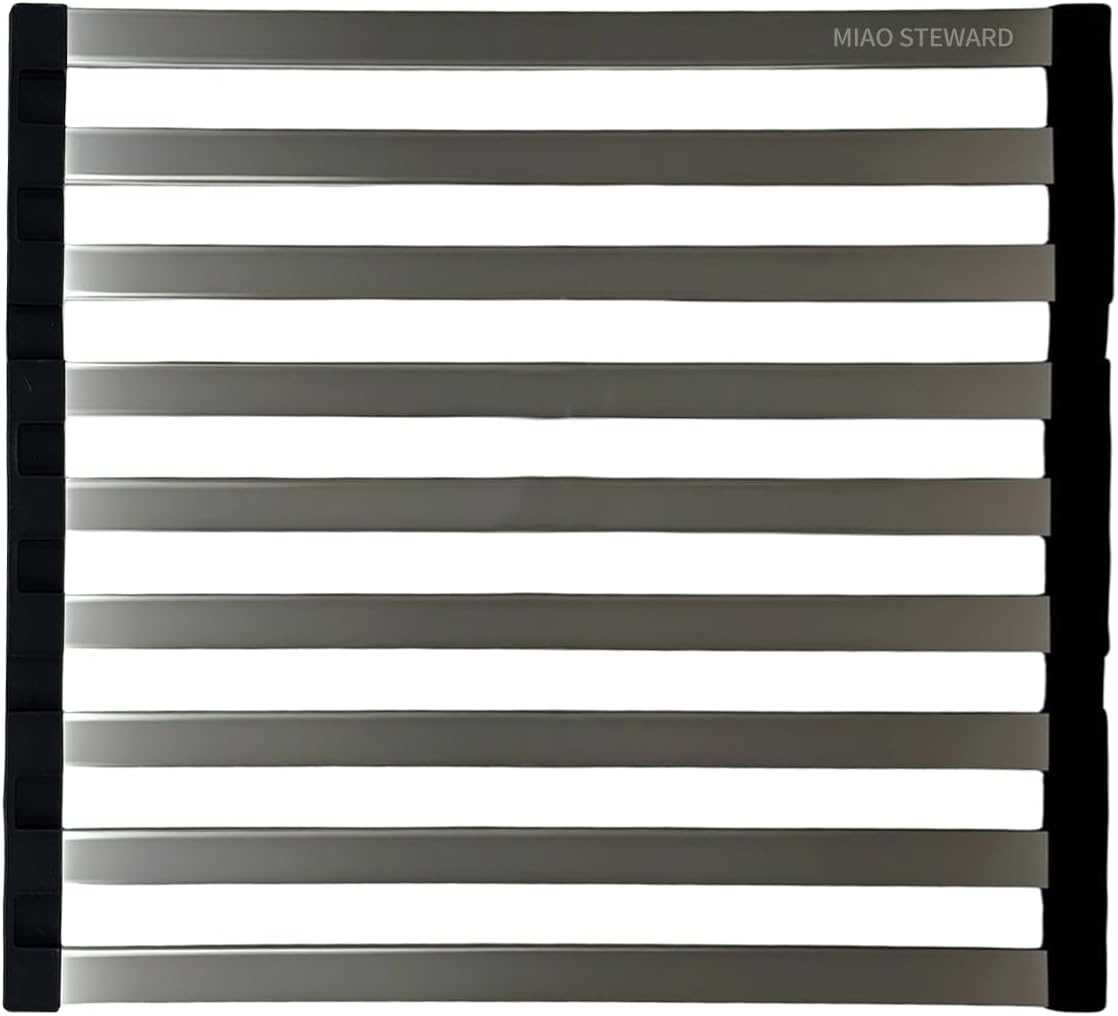 Foldable Dish Drying Rack, Over The Sink Dish Drying Rack ，Dish Drying mat，Dish Drying mats for Kitchen Counter，Stainless Steel Multifunctional mat(16.54×12.8in)