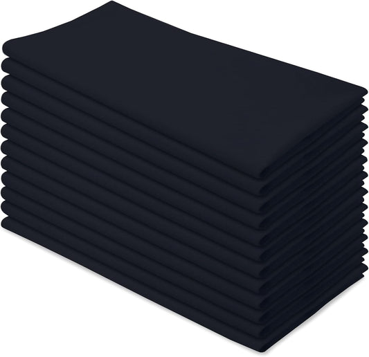 Aunti Em's Kitchen Flour Sack Dish Towels - Natural Cotton for Embroidery and Drying Glass, Hand, Dinnerware - Plain, Thick, Zero-Lint, Highly Absorbent - Set of 12, 27 x 27 Inch, Tuxedo Black