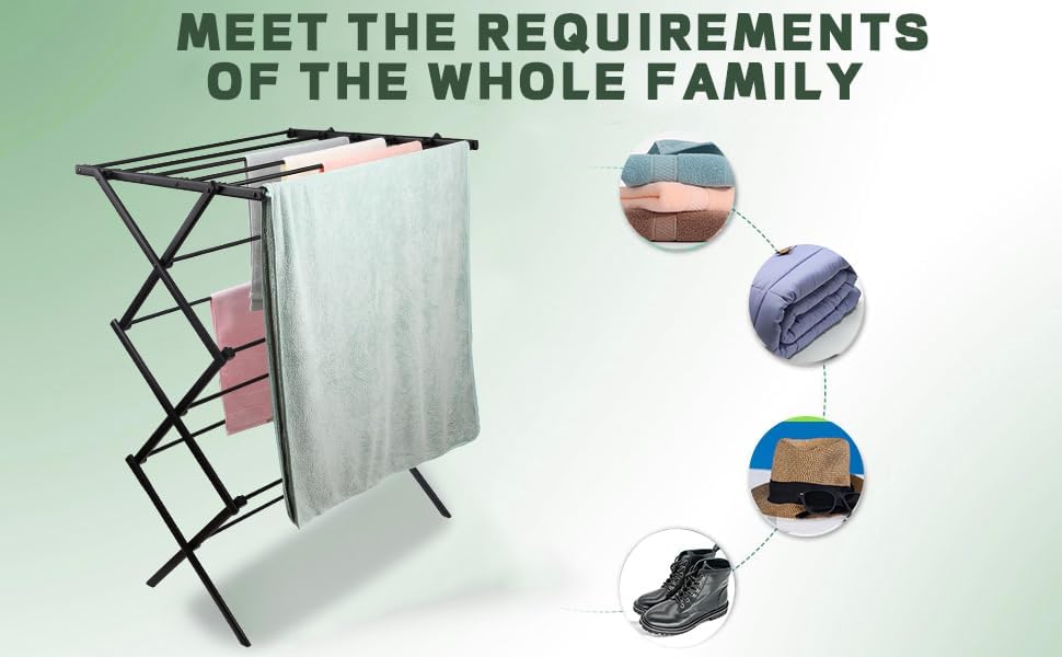 3 Tiers Foldable Clothes Drying Rack, Vertical Laundry Rack Portable and Collapsible for Storage Indoor Outdoor，Piano Black