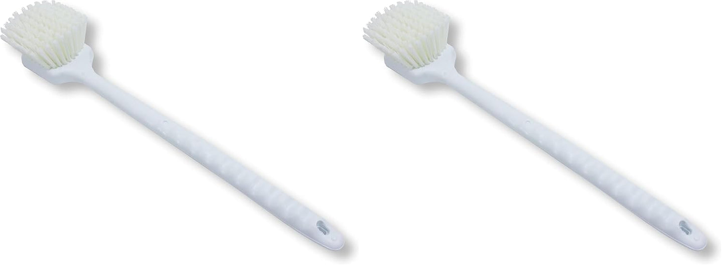 SPARTA Plastic Large Scrub Brush, Kitchen and Utility Brush with Long Handle for Cleaning, 20 Inches, White (Pack of 2)