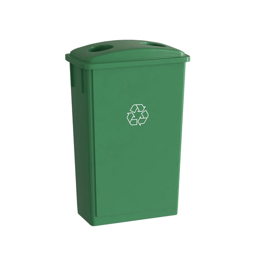 23 Gallon Green Recycle Slim Jim Trash Can with Bottle Slot Lid