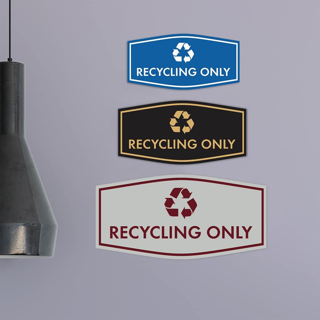 Fancy Recycling Only Sign (Black/Silver) - Small
