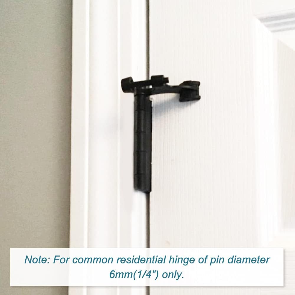 8 Pack Hinge Pin Black Door Stopper, Adjustable Heavy Duty Hinge Pin Door Stop with Black Rubber Bumper Tips