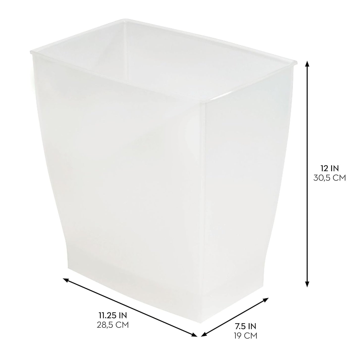 iDesign Small Rectangular Bathroom Trash Cans - Set of 4 - Frost