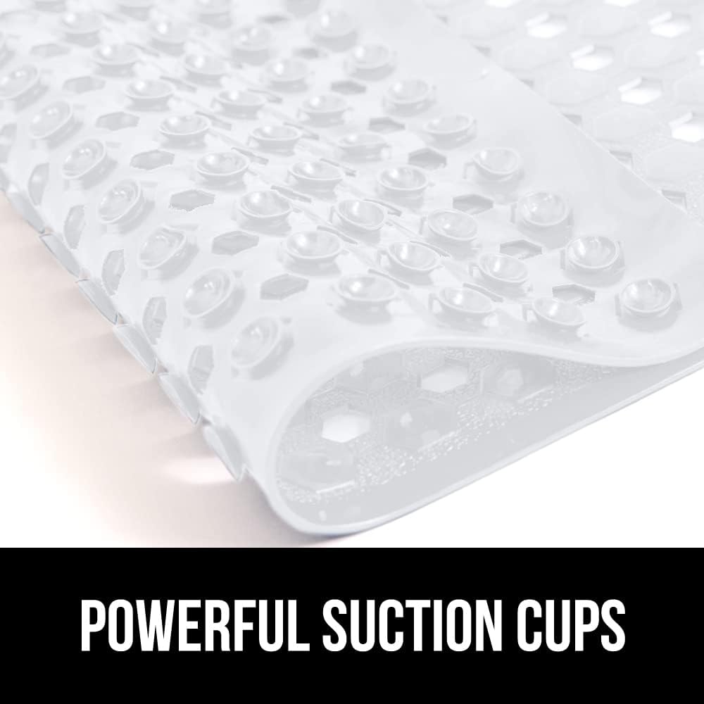 GORILLA GRIP Patented Square Shower Stall Mat, Small Bathtub Floor Mats for Stand Up Showers with Suction Cups and Drainage Holes, Machine Wash, Soft on Feet, Bathroom Accessories 21x21 Inch, White