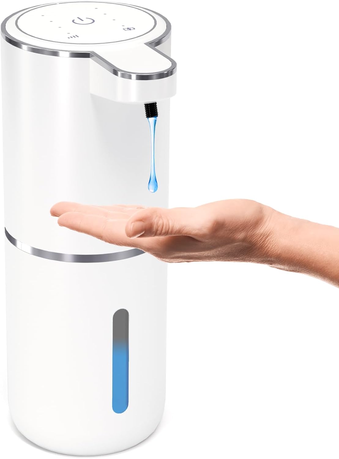 Automatic Soap Dispenser Touchless,Liquid Hand Soap Dispenser 12.8oz USB 4levels Adjustable Dispenser Electric Wall Mounted Smart for Bathroom and Kitchen Dish Soap，Easy for Toddlers(White)