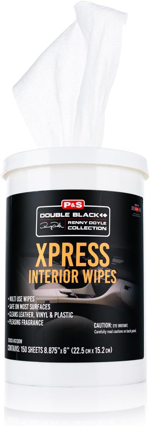 P&S - XPRESS Interior Wipes - Versatile All-in-One Cleaning Wipes for Leather, Vinyl, Plastic, and More - Safe for Vehicle Interiors and Exterior Surfaces (150 Count)