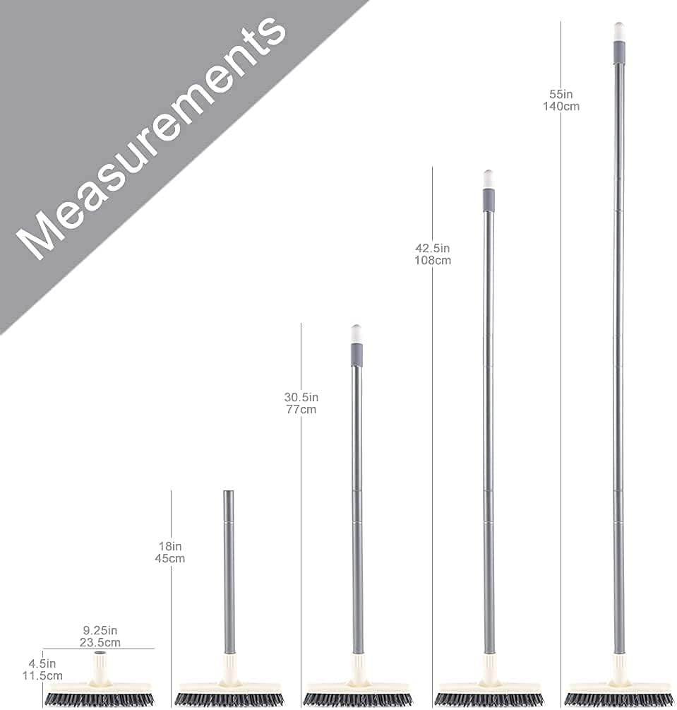 Grout Scrub Brush with Long Handle, Swivel Grout & Corner Cleaning Brush for Tile Floors, Stiff V-Shaped Bristle Grout Cleaner Brush for Grout Line, Deep Grooves, Walk in Shower, Bathroom and Kitchen