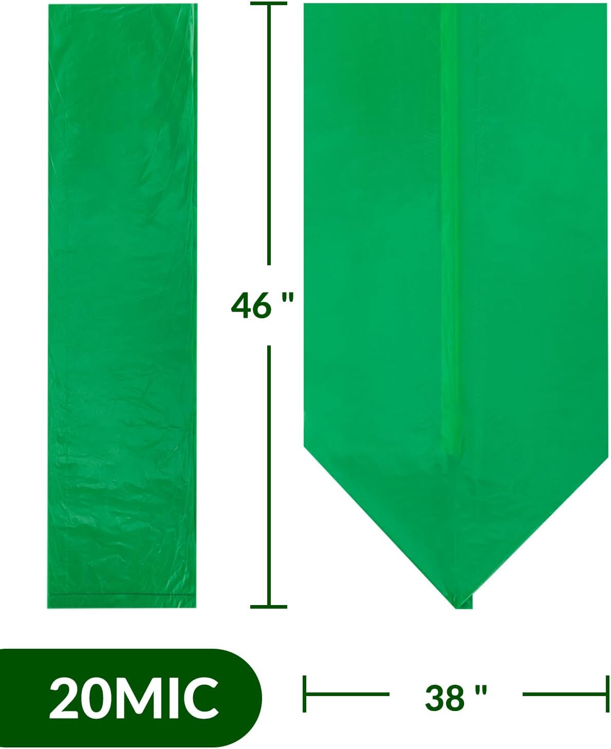 100 Count 100% Biodegradable and Compostable Trash Bags, 40-45 Gallon, 20 Microns, 38x46 Inches, Green Eco-Friendly
