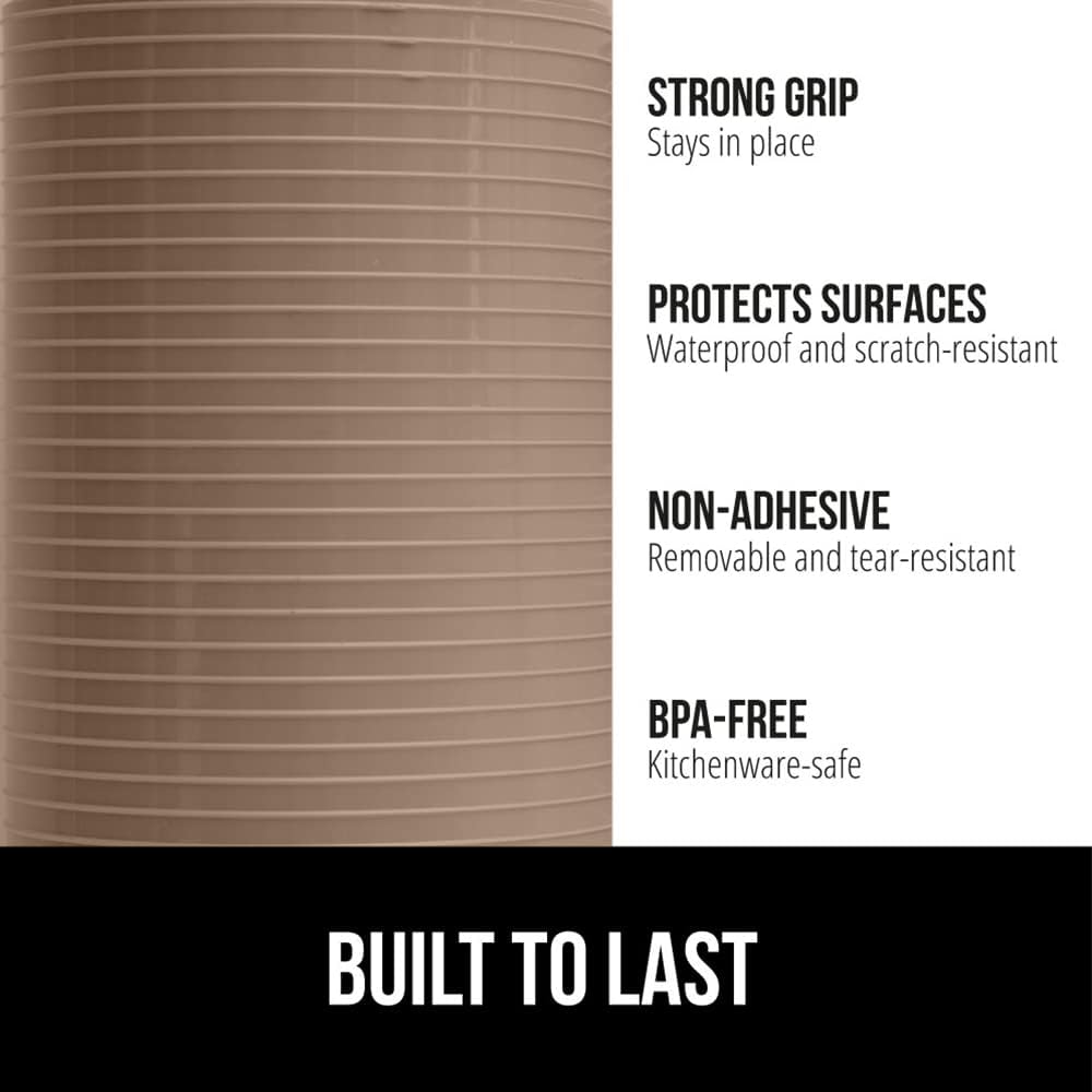 GORILLA GRIP DuraGuard Shelf Liner, 20x30 Non-Adhesive Cabinet Liners for Kitchen Drawers, Shelves, Refrigerator, Pantry Storage, Bathroom Closet, Durable Waterproof BPA Free Ribbed Plastic, Beige