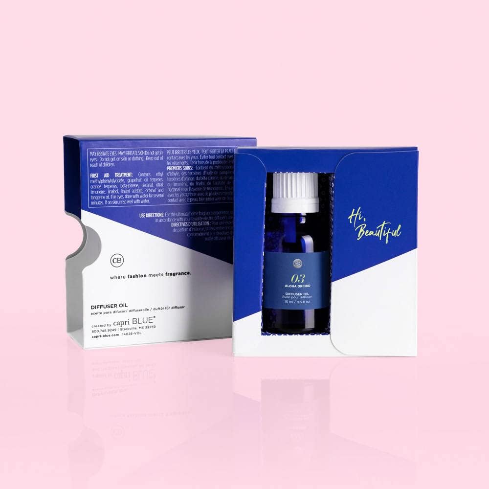 Capri Blue Diffuser Oil Refill - Premium Fragrance Oil - Use with Electric or Ultrasonic Diffusers for Home - Long Lasting Floral Scent (Aloha Orchid, 0.5 fl oz)
