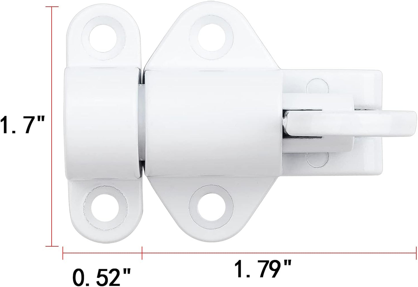 6 Packs Self-Closing Latches，White Spring Door Lock，Resilient Bolt Latch Aluminum Alloy Safety Automatic Spring Barrel Slide Door Lock with Screws,Used for Gate,Window and Cabinet etc