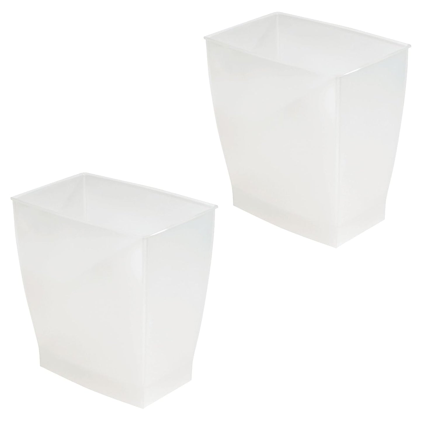 iDesign Small Rectangular Bathroom Trash Set of 2 Waste Can, Clear Frost