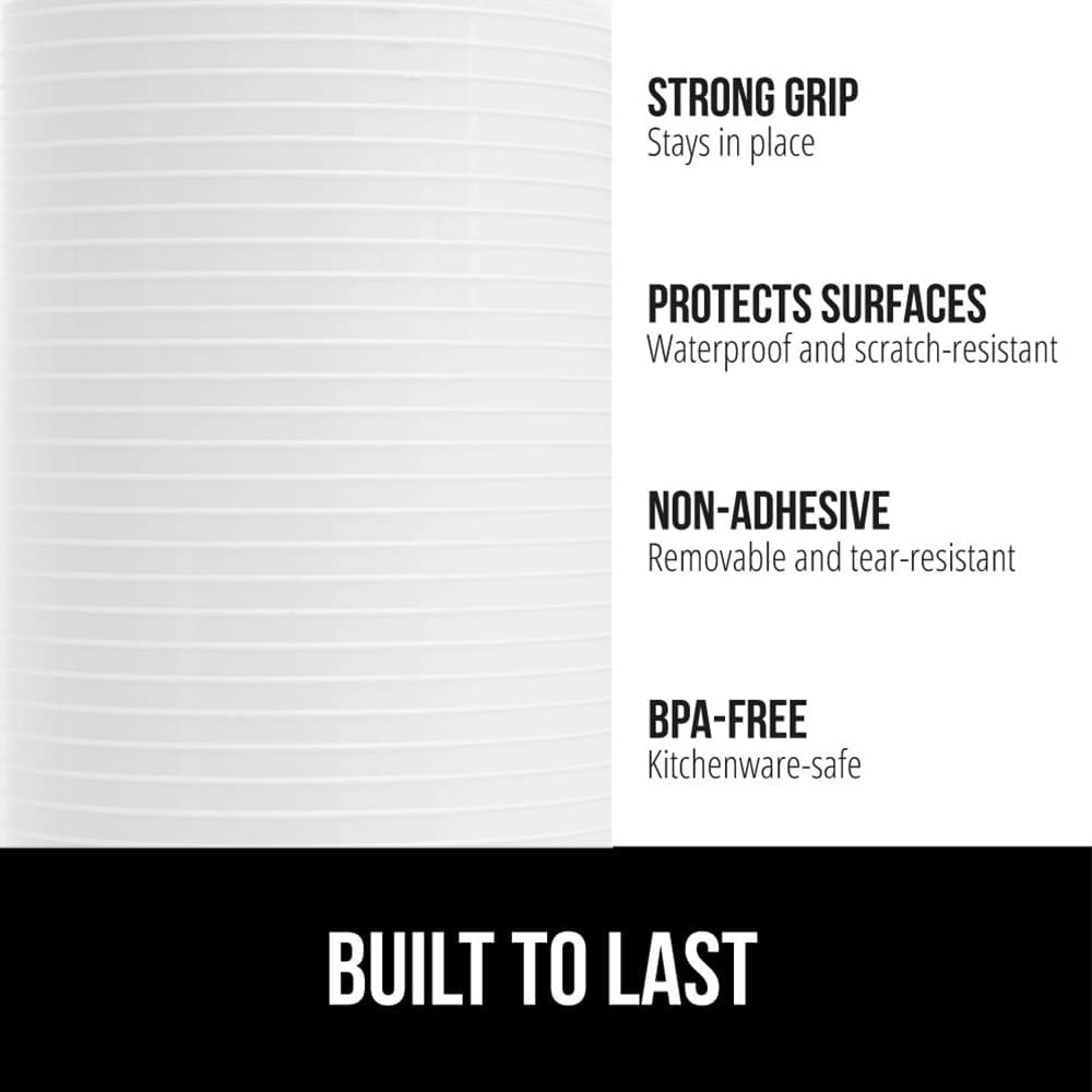 GORILLA GRIP DuraGuard Shelf Liner, Non-Adhesive Cabinet Liners for Kitchen Drawers, Shelves, Refrigerator, Pantry Storage, Bathroom Closet, Durable Waterproof BPA Free Ribbed Plastic, 17.5x10 White