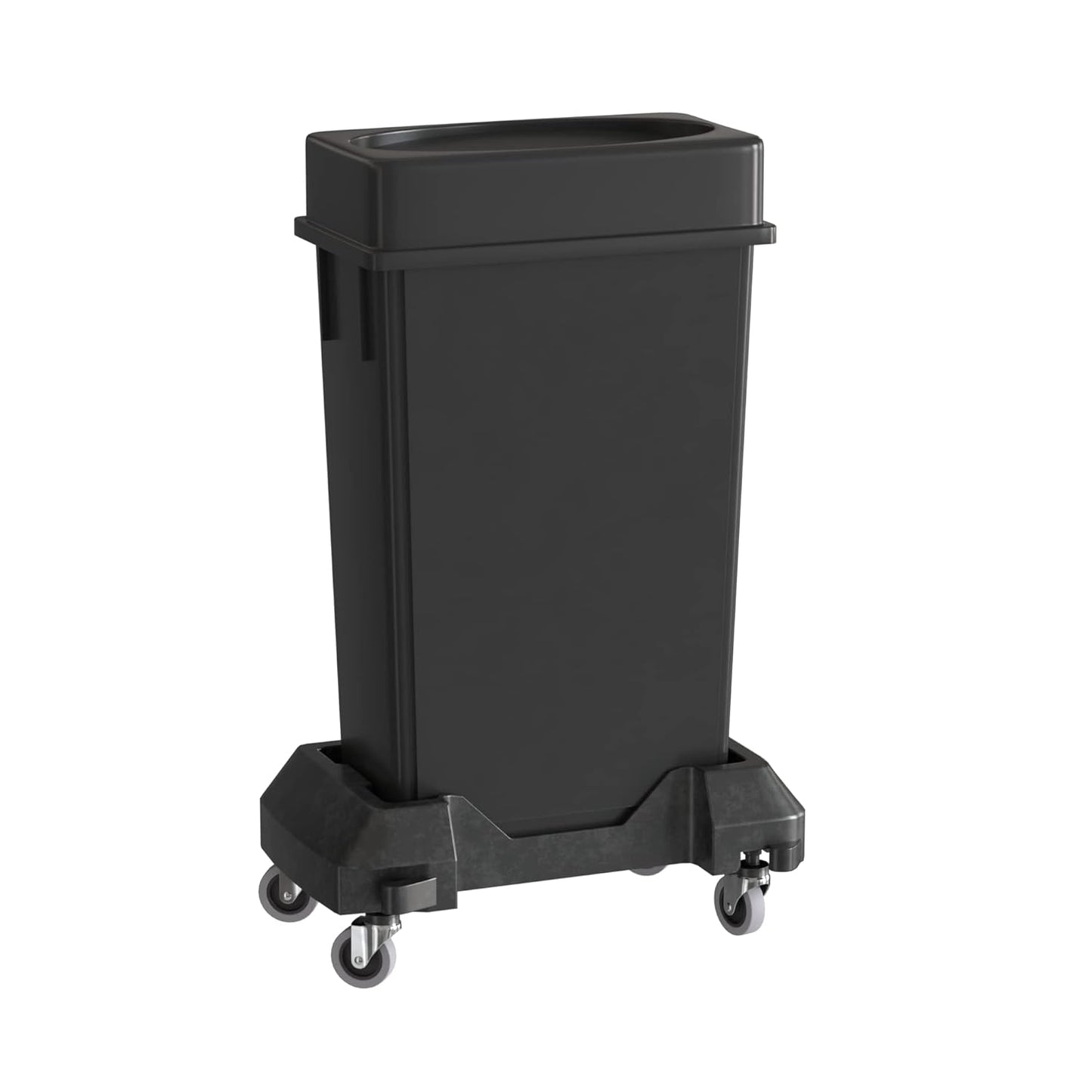23 Gallon Black Slim Jim Trash Can with Drop Shot Lid and Dolly