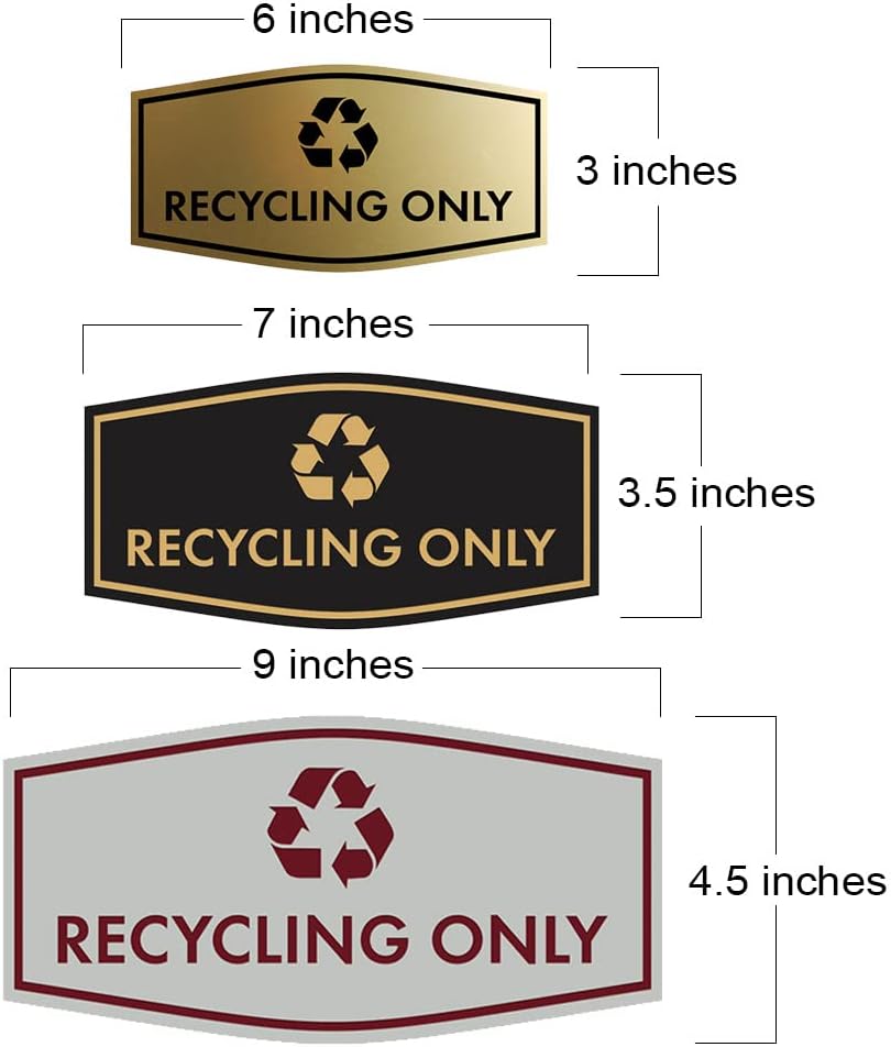 Fancy Recycling Only Sign (Black Gold) - Large