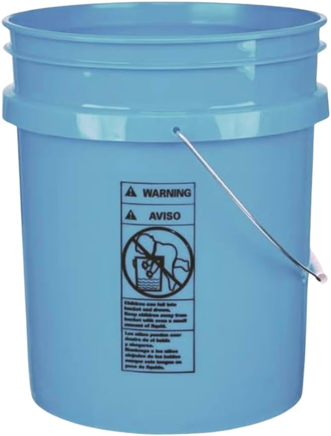 House Naturals 5 Gallon Premium HPDE Plastic Bucket - Made in USA Food Grade Storage Container, BPA Free All Purpose Pail (3, Light Blue)