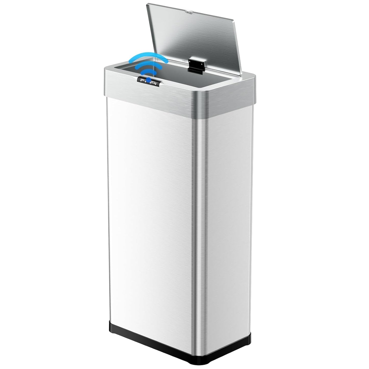 TLSUNNY 13.2 Gallon Motion Sensor Trash Can,Touchless Automatic Garbage Can,Brushed Stainless Steel Smart Bin,with Bag Holder,Soft Close Lid,for Kitchen,Office,RV,Bedroom,Living Room (Silver, 50L)