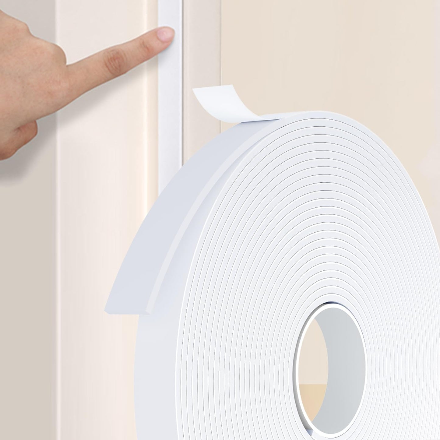 Weather Stripping Door Seal White,Self Adhesive Foam Tape High Density Foam Sealing Strip,Air Conditioner Window Seal,Soundproof Foam Tape Roll(1/2" W X 1/13" T X 33' L)