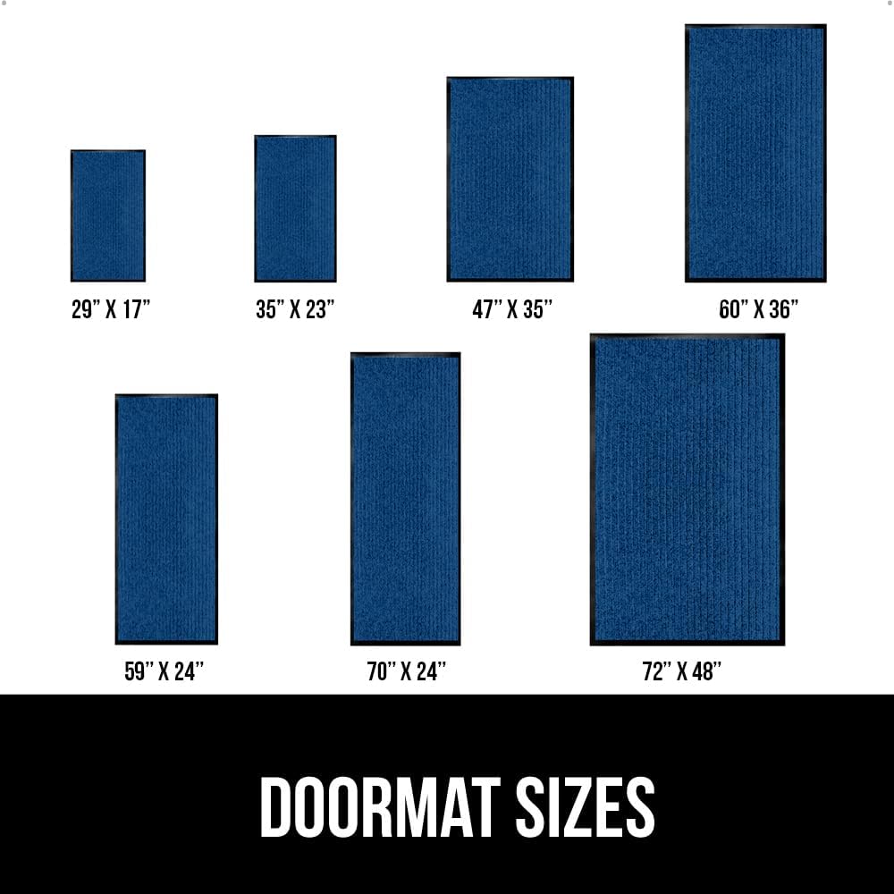 GORILLA GRIP Traffic Guard Door Mat, 60x36, Heavy Duty Welcome Mats, Commercial Office Space Doormat, Waterproof, Fade Resistant, Strong Rubber Backing, Low Profile, Shoe and Boot Scraper, Blue