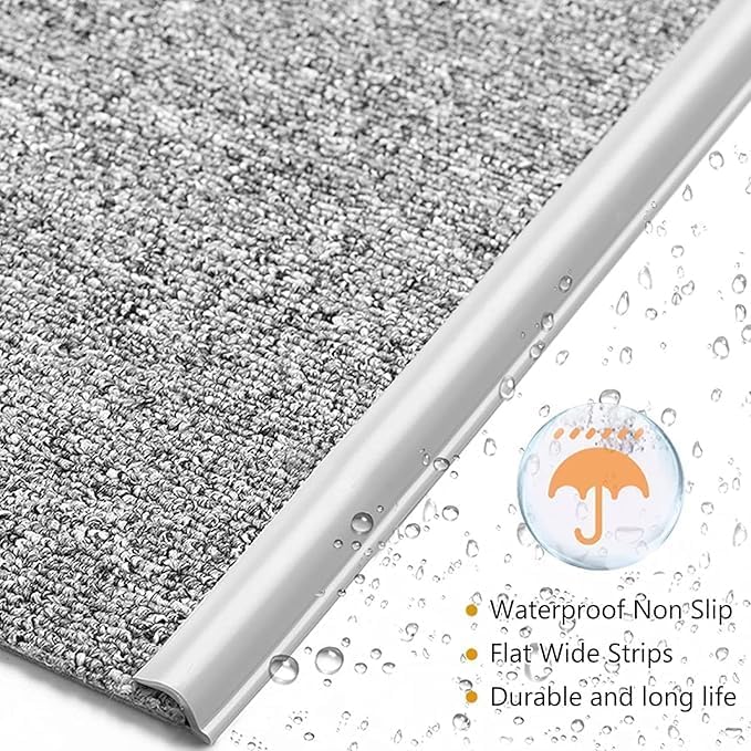 Self Adhesive Carpet Transition Strip with Edge Trim, Designed for Seamless Transitions from Carpet to Tile or Vinyl Floors, Perfect for Doorways.(Black,10ft)