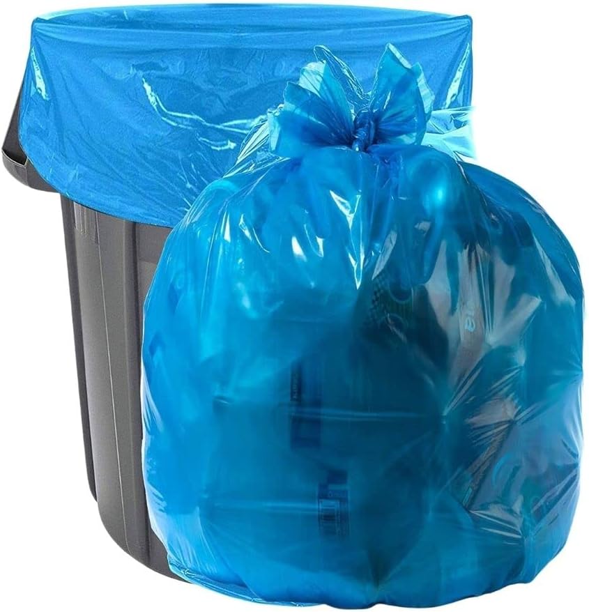 Plasticplace 32-33 Gallon Recycling Trash Bags, 1.2 Mil, Blue Garbage Liners, 33” x 39” (100 Count)