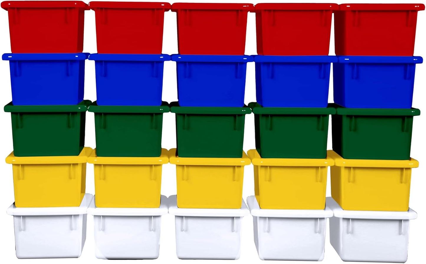 Wood Designs Cubby Storage Bin, Heavy Duty Plastic Containers for Kids Assorted Cubby Tray Set of 25