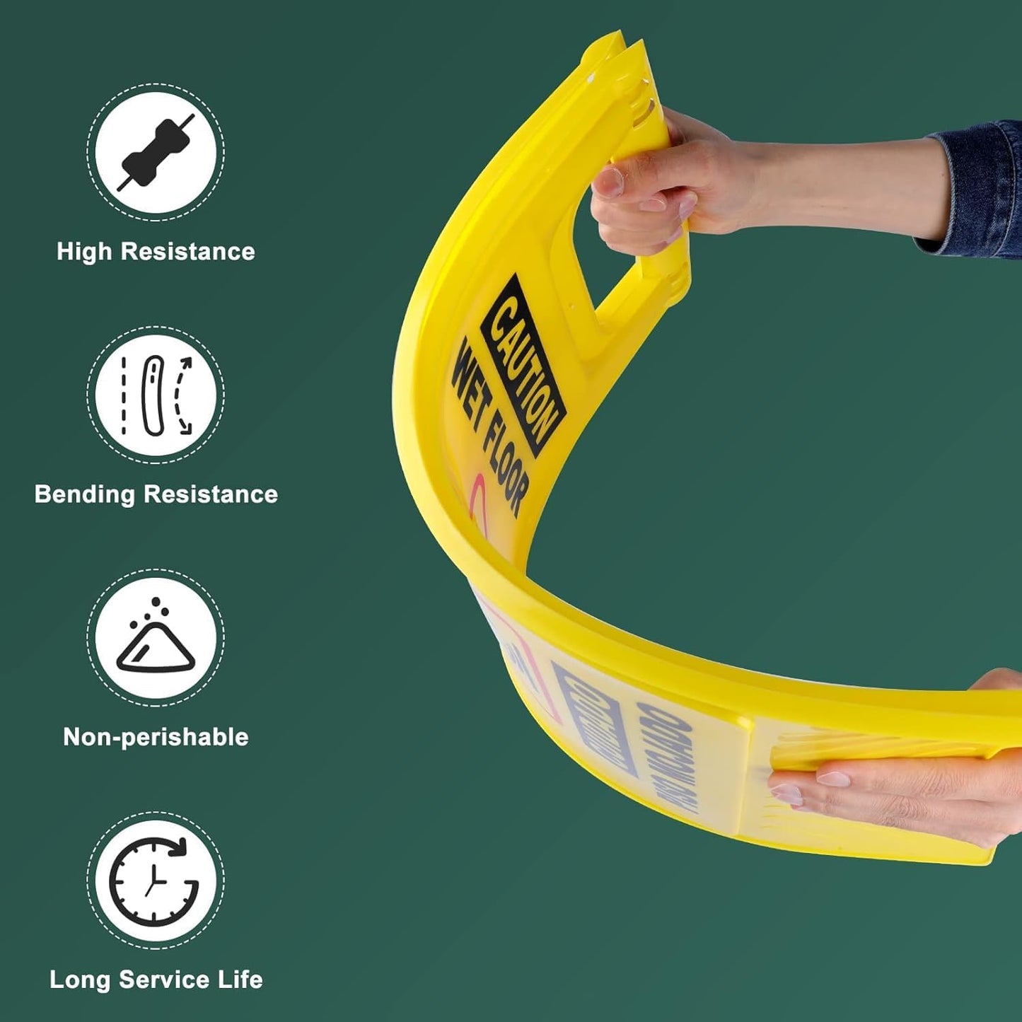 XPCARE 24 Inches Caution Wet Floor Sign, 3PCAK Yellow Bilingual Double-Sided Safety Warning Signs,A Frame Safety Wet Floor Signs Commercial