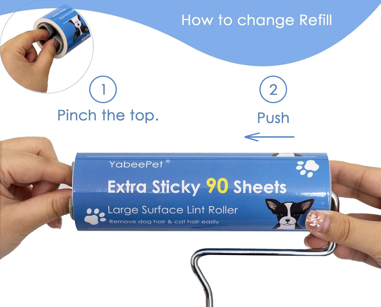 Extra Sticky Large Surface Lint Roller, 6.3'' Giant Lint Roller for Pet Hair, Lint Remover Roller for Cat Hair, Clothes, Furniture, 1 Handle + 270 Sheets, with Dust-Proof Case