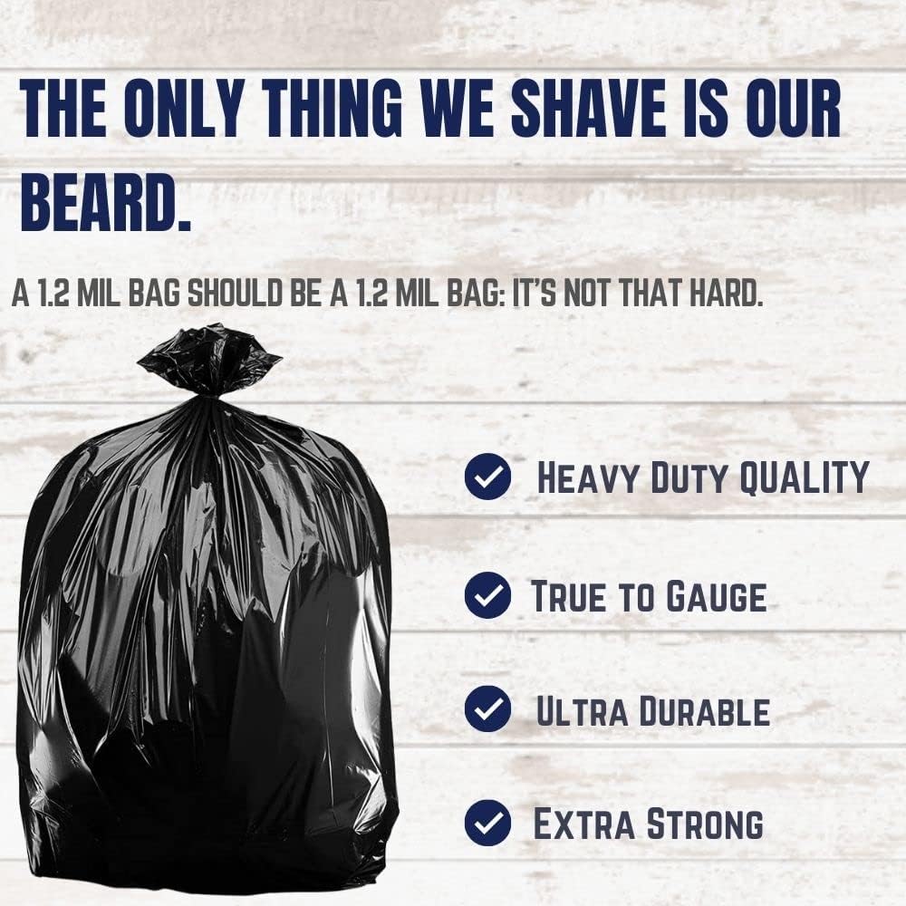 Plasticplace - W14LDB 12-16 Gallon Trash Bags │ 1.2 Mil │ Black Garbage Can Liners │ 24" x 31" (250 Count)