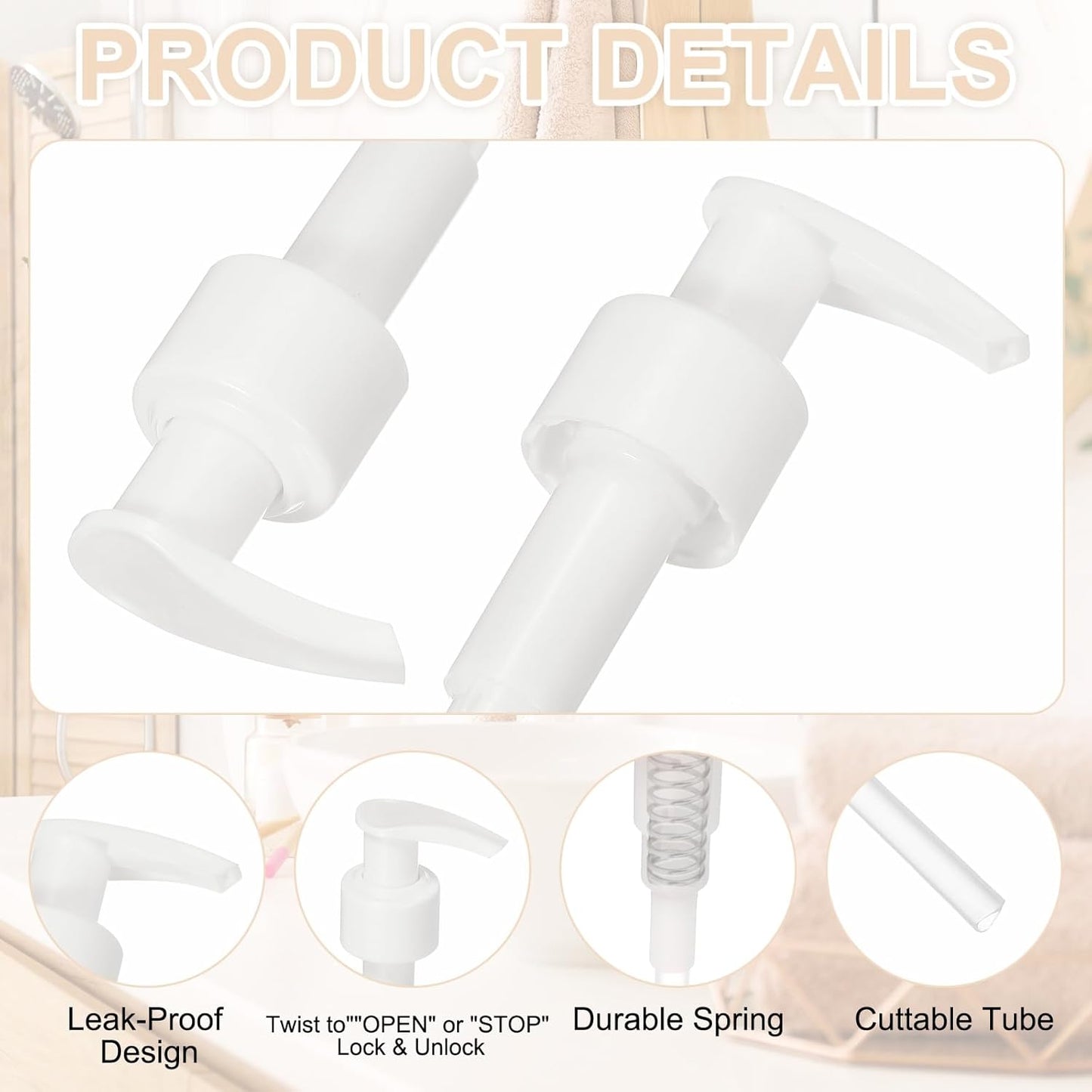 uxcell 12 Pcs Soap Dispenser Pump Heads Soap Dispensers Top Pumps Replacement Switch Pumphead for Standard 24/426 Neck Size Lotion Shampoo Bottle, White